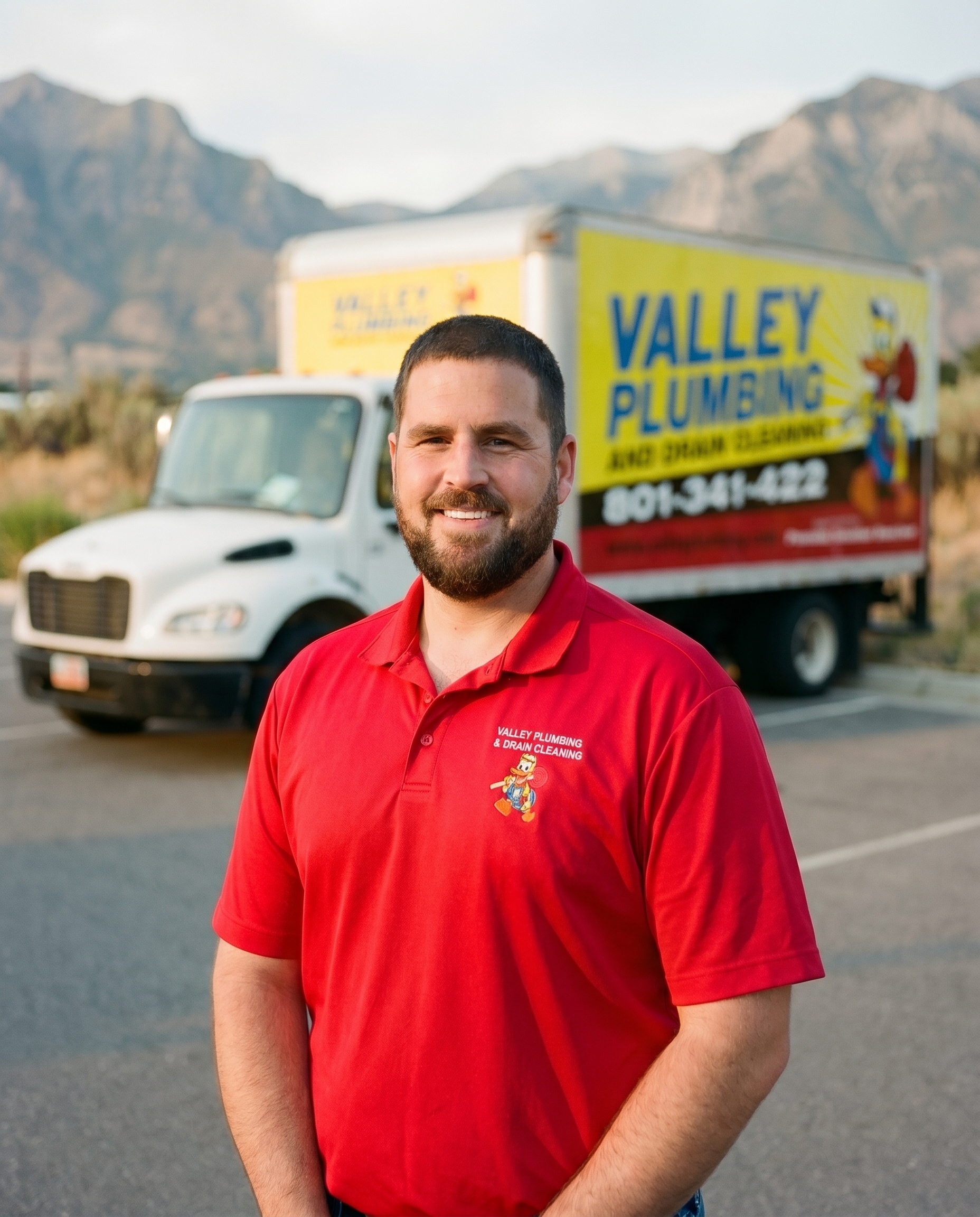 Valley Plumbing owner Rob with service truck
