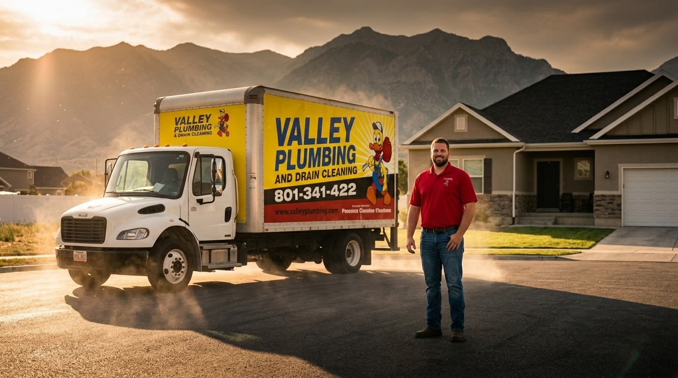 Valley Plumbing HVAC technician running diagnostics on an AC system during a nighttime emergency call