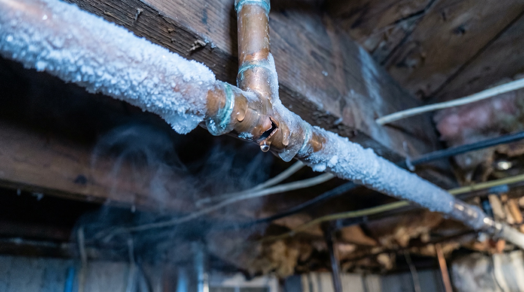 Valley Plumbing technician thawing a frozen water line in a Utah home