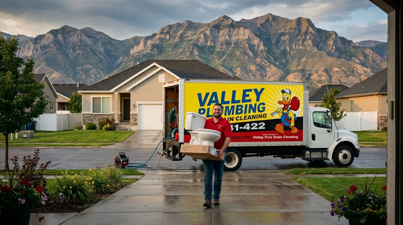 Newly installed Kohler toilet in a Salt Lake City bathroom