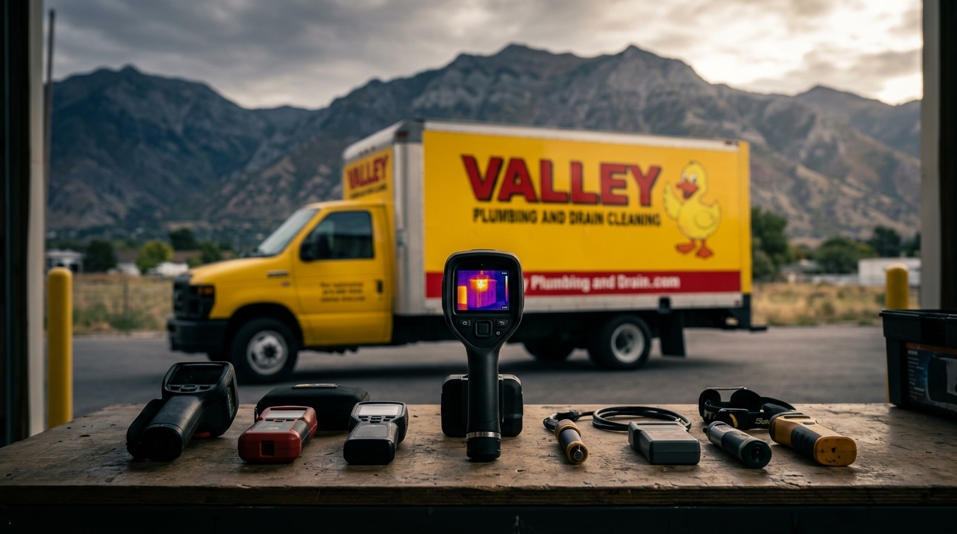 Thermal image showing a hidden water leak inside a drywall cavity